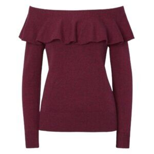 Banana Republic Womens M Maroon Burgundy Cashmere Sweater Off Shoulder